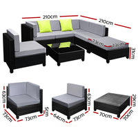 Thumbnail for Gardeon 7-Piece Outdoor Sofa Set Wicker Couch Lounge Setting Seat Cover