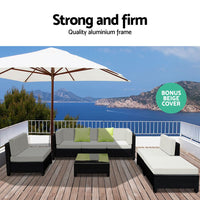 Thumbnail for Gardeon 7-Piece Outdoor Sofa Set Wicker Couch Lounge Setting Seat Cover