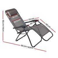 Thumbnail for Gardeon Zero Gravity Chair Folding Outdoor Recliner Adjustable Sun Lounge Camping Beige