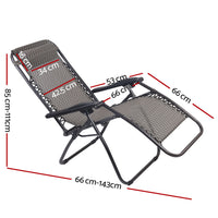 Thumbnail for Gardeon 2PC Zero Gravity Chair Folding Outdoor Recliner Adjustable Sun Lounge Camping Grey