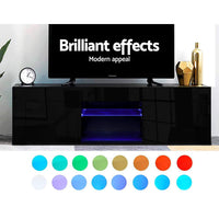 Thumbnail for Artiss Entertainment Unit TV Cabinet LED 130cm Black Angus