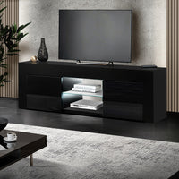 Thumbnail for Artiss Entertainment Unit TV Cabinet LED 130cm Black Angus