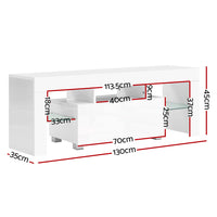 Thumbnail for Artiss Entertainment Unit TV Cabinet LED 130cm White Elo