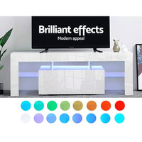 Thumbnail for Artiss Entertainment Unit TV Cabinet LED 130cm White Elo