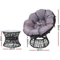 Thumbnail for Gardeon Outdoor Lounge Setting Furniture Wicker Papasan Chairs Table Patio Black