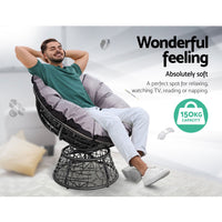 Thumbnail for Gardeon Outdoor Lounge Setting Furniture Wicker Papasan Chairs Table Patio Black