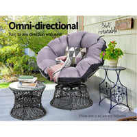 Thumbnail for Gardeon Outdoor Lounge Setting Furniture Wicker Papasan Chairs Table Patio Black