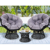 Thumbnail for Gardeon Outdoor Lounge Setting Furniture Wicker Papasan Chairs Table Patio Black