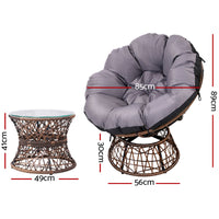 Thumbnail for Gardeon Outdoor Lounge Setting Furniture Wicker Papasan Chairs Table Patio Brown