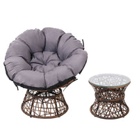 Thumbnail for Gardeon Outdoor Lounge Setting Furniture Wicker Papasan Chairs Table Patio Brown