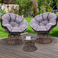 Thumbnail for Gardeon Outdoor Lounge Setting Furniture Wicker Papasan Chairs Table Patio Brown