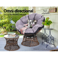 Thumbnail for Gardeon Outdoor Lounge Setting Furniture Wicker Papasan Chairs Table Patio Brown