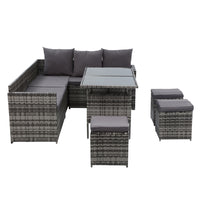 Thumbnail for Gardeon Outdoor Furniture Dining Setting Sofa Set Lounge Wicker 9 Seater Mixed Grey