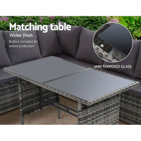 Thumbnail for Gardeon Outdoor Furniture Dining Setting Sofa Set Lounge Wicker 9 Seater Mixed Grey