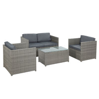 Thumbnail for Gardeon 4-Piece Outdoor Sofa Set Wicker Couch Lounge Setting Grey