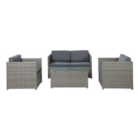 Thumbnail for Gardeon 4-Piece Outdoor Sofa Set Wicker Couch Lounge Setting Grey