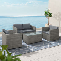 Thumbnail for Gardeon 4-Piece Outdoor Sofa Set Wicker Couch Lounge Setting Grey