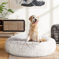 Thumbnail for i.Pet Pet Bed Dog Cat 90cm Large Calming Soft Plush White Brown