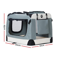 Thumbnail for i.Pet Pet Carrier Soft Crate Dog Cat Travel 90x61CM Portable Foldable Car 2XL