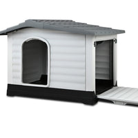 Thumbnail for i.Pet Dog Kennel House Extra Large Outdoor Plastic Puppy Pet Cabin Shelter XL Grey