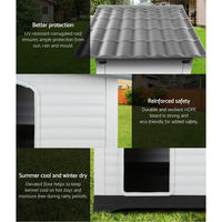 Thumbnail for i.Pet Dog Kennel House Extra Large Outdoor Plastic Puppy Pet Cabin Shelter XL Grey