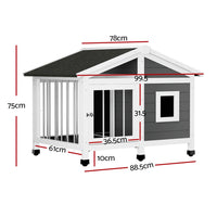 Thumbnail for i.Pet Dog Kennel House Large Wooden Outdoor Pet Kennels Indoor Puppy Cabin Home