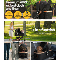 Thumbnail for i.Pet Pet Stroller Dog Pram Large Cat Carrier Travel Foldable Pushchair 4 Wheels