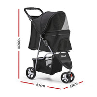 Thumbnail for i.Pet Pet Stroller Dog Pram Cat Carrier Large Travel Pushchair Foldable 3 Wheels