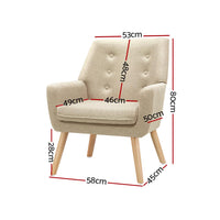 Thumbnail for Artiss Fabric Dining Armchair - Beige