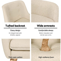 Thumbnail for Artiss Fabric Dining Armchair - Beige