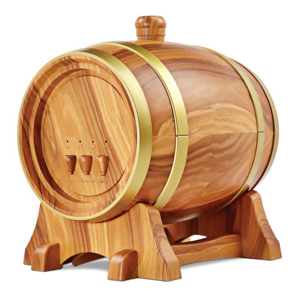 Essential Oil Aroma Diffuser - 350ml Barrel Wood Ultrasonic Air Mist Humidifier - Bring To Door 