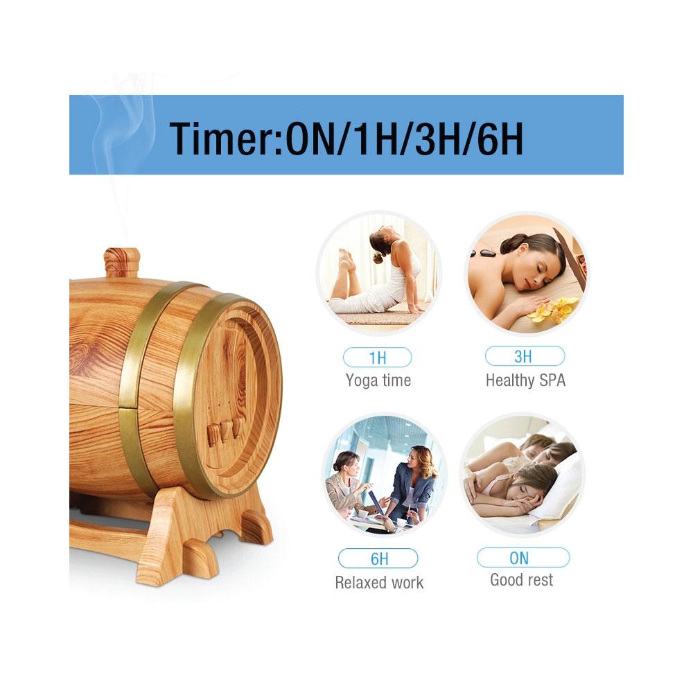 Essential Oil Aroma Diffuser - 350ml Barrel Wood Ultrasonic Air Mist Humidifier - Bring To Door 