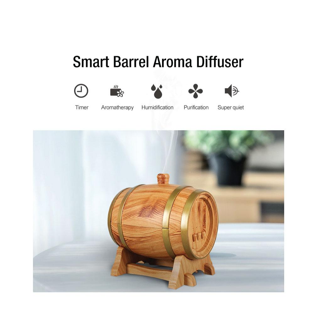 Essential Oil Aroma Diffuser - 350ml Barrel Wood Ultrasonic Air Mist Humidifier - Bring To Door 