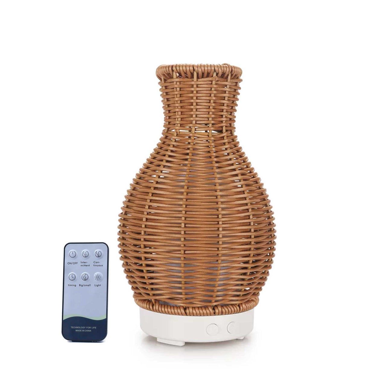 Essential Oil Aroma Diffuser and Remote - 100ml Rattan Vase Mist Humidifier - Bring To Door 