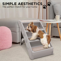 Thumbnail for Furtastic Foldable Pet Stairs in Grey - 50cm Dog Ladder Cat Ramp with Non-Slip Mat for Indoor and Outdoor Use