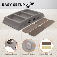 Thumbnail for Furtastic Foldable Pet Stairs in Grey - 50cm Dog Ladder Cat Ramp with Non-Slip Mat for Indoor and Outdoor Use