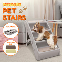 Thumbnail for Furtastic Foldable Pet Stairs in Grey - 50cm Dog Ladder Cat Ramp with Non-Slip Mat for Indoor and Outdoor Use