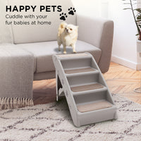 Thumbnail for Furtastic Foldable Pet Stairs in Grey - 50cm Dog Ladder Cat Ramp with Non-Slip Mat for Indoor and Outdoor Use