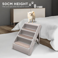 Thumbnail for Furtastic Foldable Pet Stairs in Grey - 50cm Dog Ladder Cat Ramp with Non-Slip Mat for Indoor and Outdoor Use