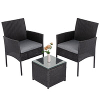 Thumbnail for 3PC Outdoor Table and Chairs Set-Black - Bring To Door 