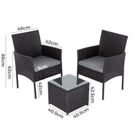 Thumbnail for 3PC Outdoor Table and Chairs Set-Black - Bring To Door 