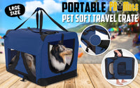 Thumbnail for Portable Soft Dog Cage Crate Carrier XL BLUE