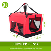 Thumbnail for Portable Soft Dog Cage Crate Carrier XL RED