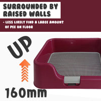 Thumbnail for Dog Pet Potty Tray Training Toilet Raised Walls T1 WINE