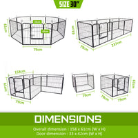 Thumbnail for Pet Playpen Heavy Duty Foldable Dog Cage 8 Panel 31in