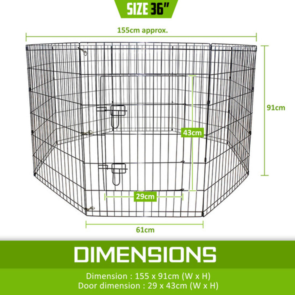 Pet Playpen Foldable Dog Cage 8 Panel 36in