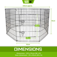 Thumbnail for Pet Playpen Foldable Dog Cage 8 Panel 36in