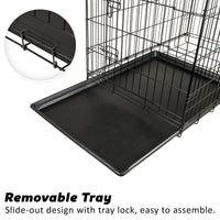 Thumbnail for Wire Dog Cage Foldable Crate Kennel 48in with Tray + Cushion Mat Combo