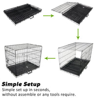 Thumbnail for Wire Dog Cage Foldable Crate Kennel 48in with Tray + Cushion Mat Combo