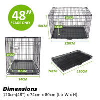 Thumbnail for Wire Dog Cage Foldable Crate Kennel 48in with Tray + Cushion Mat Combo